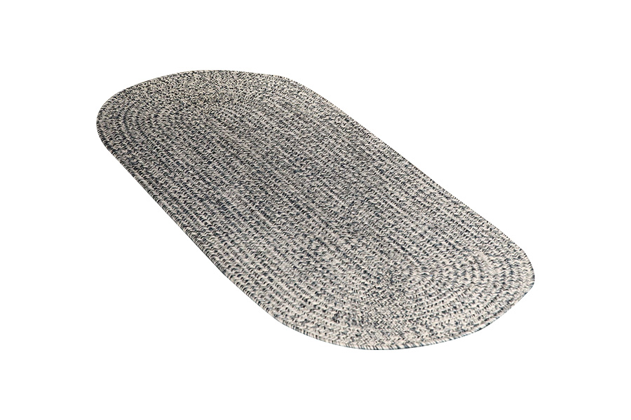 Concise design senior gray mixed white color recycled braided rug