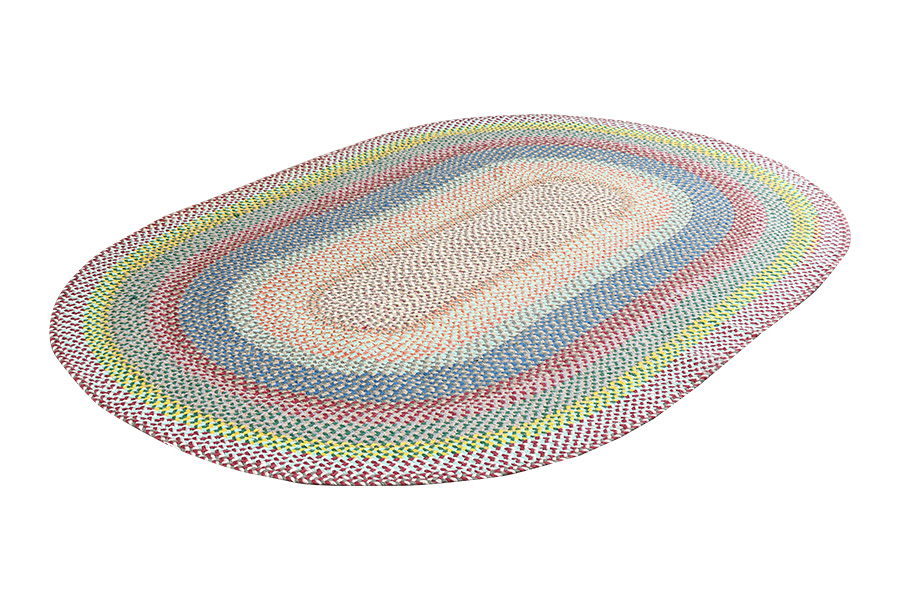 Fiber pattern design round braided floor rug