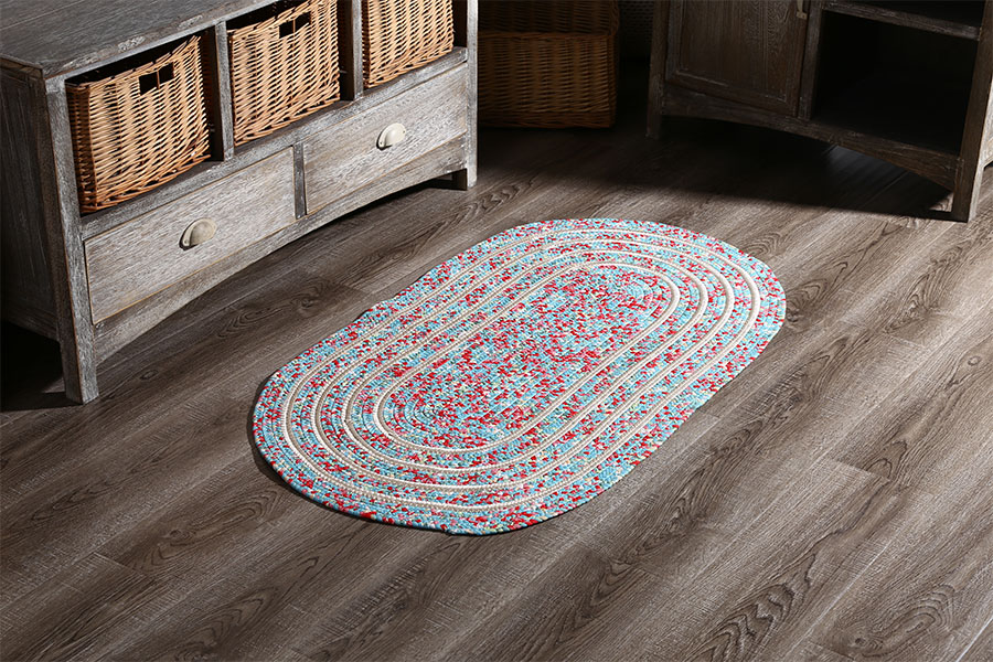 Handmade washable oval shape door mat 