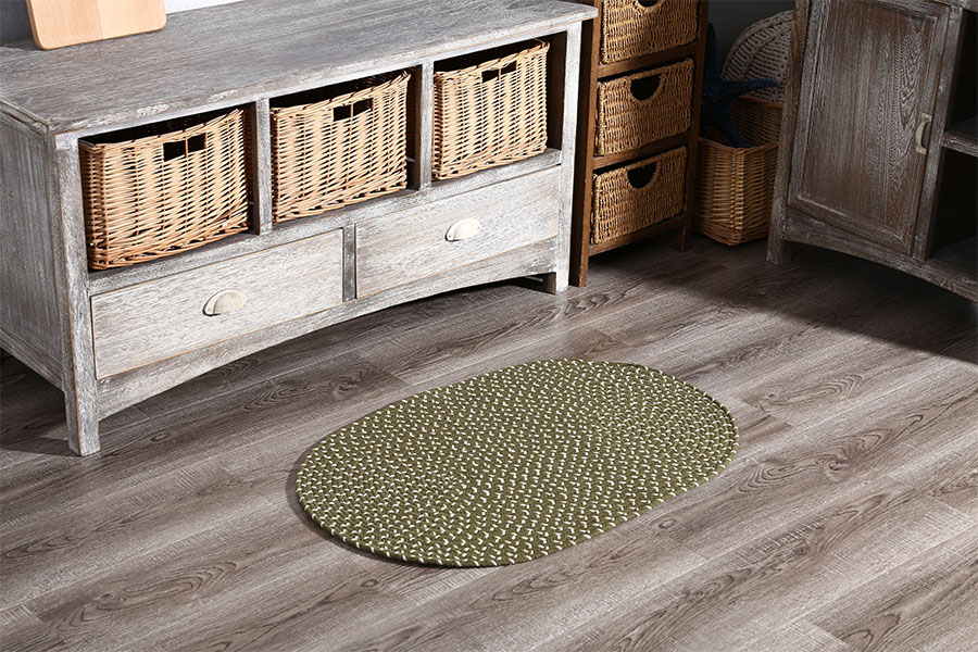 Handmade washable oval shape door mat 