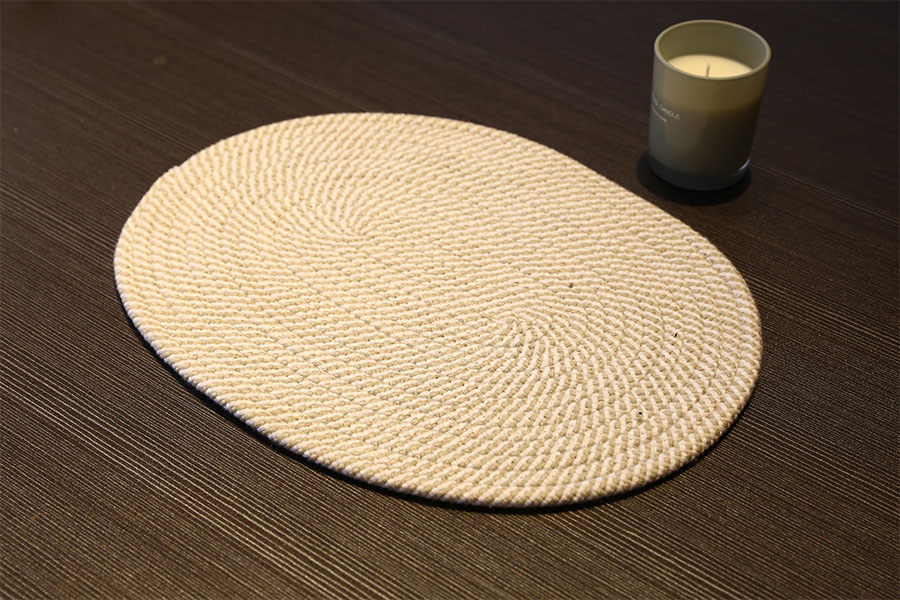 Handmade washable oval shape door mat 